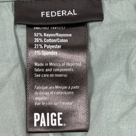 Paige Men Straight Leg Federal Pants Sz 40x30 VTG Rain Water Stretch Casual Pant - Picture 8 of 13